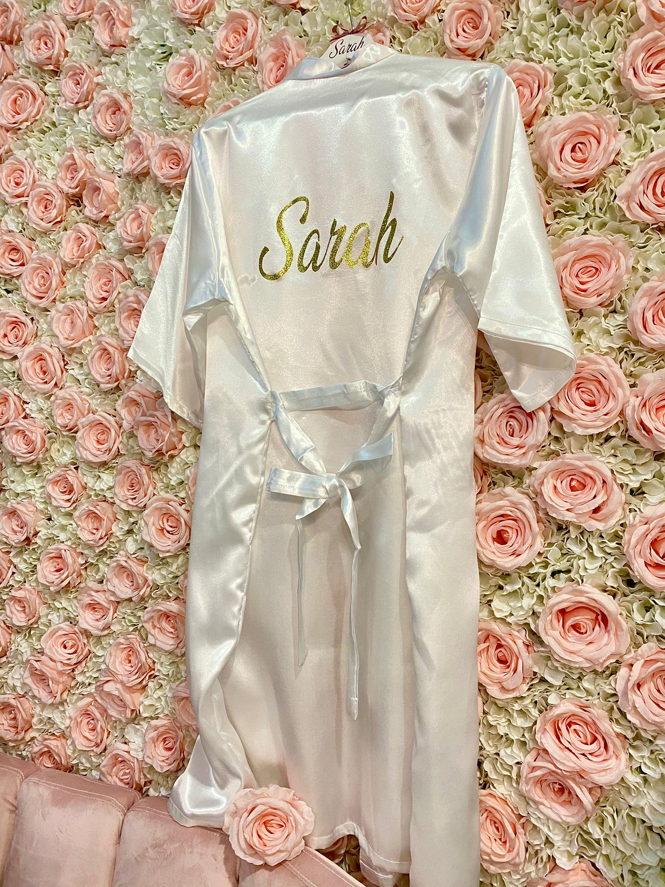 Peignoir satin blanc personnalise future mariee cadeau mariee
